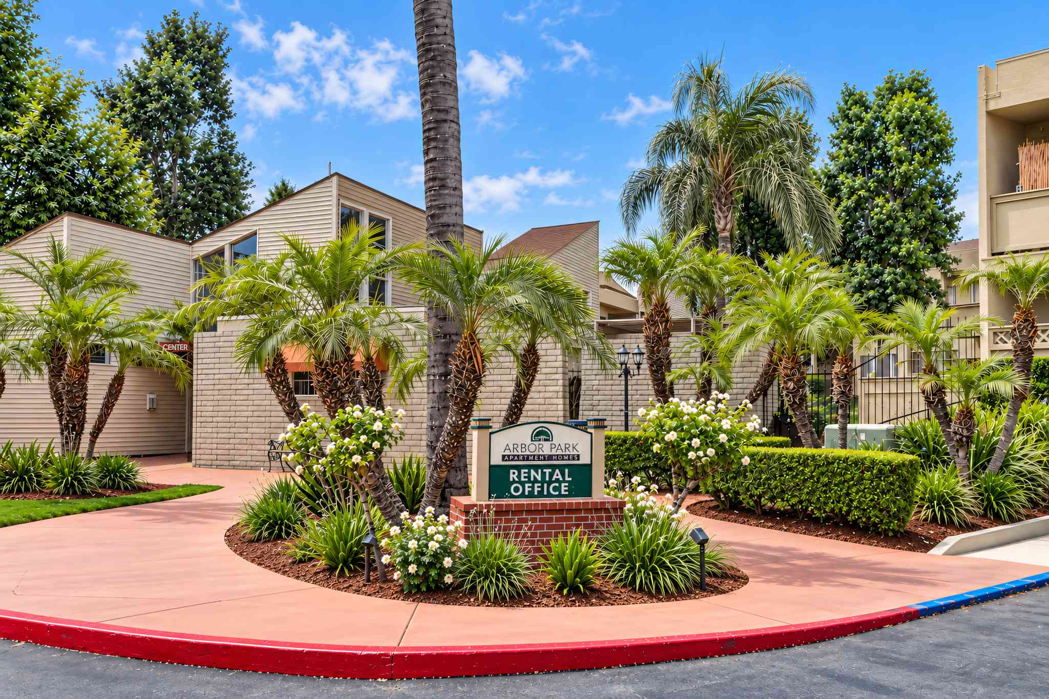 leasing office entrance and monument sign