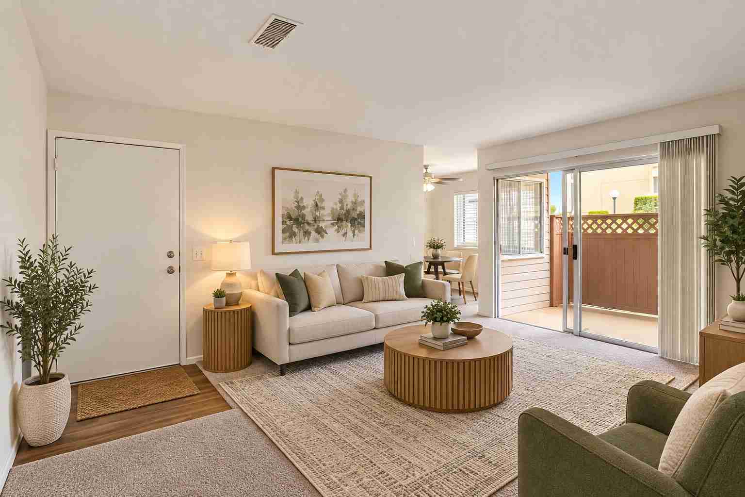 Arbor Park Apartments spacious living room with sliding glass patio door